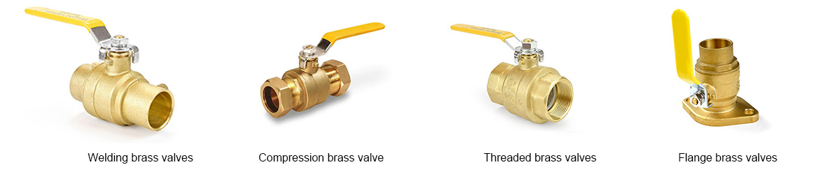 Brass valves according to the end connection